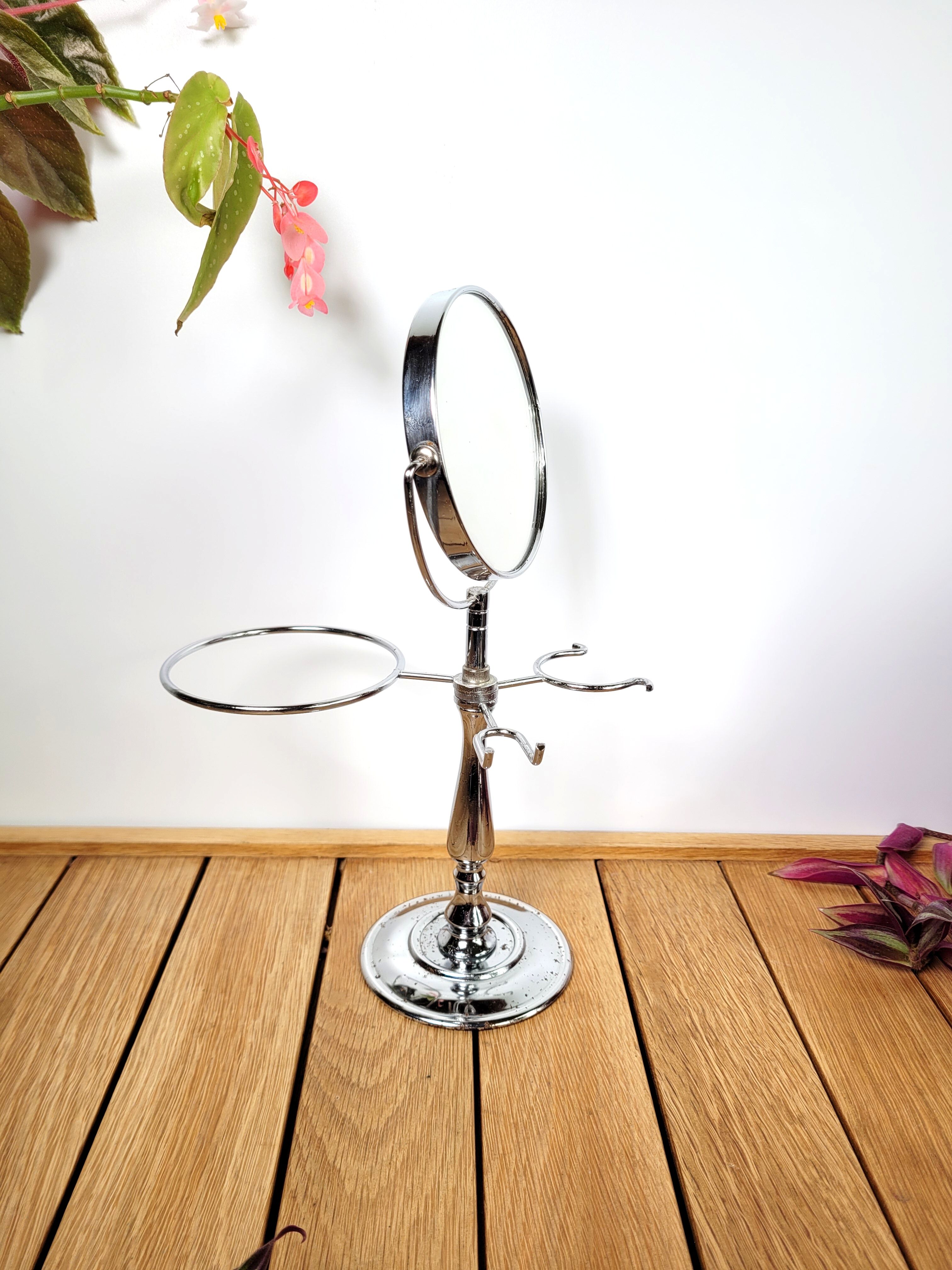 Small chrome barber mirror