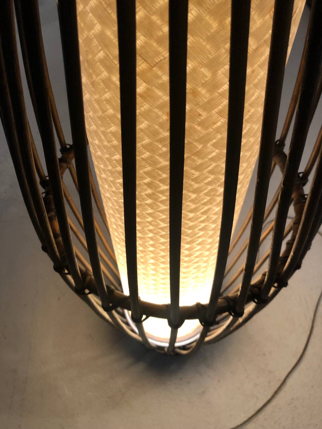 Large rattan floor lamp 1960