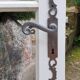 Old wooden door with small squares