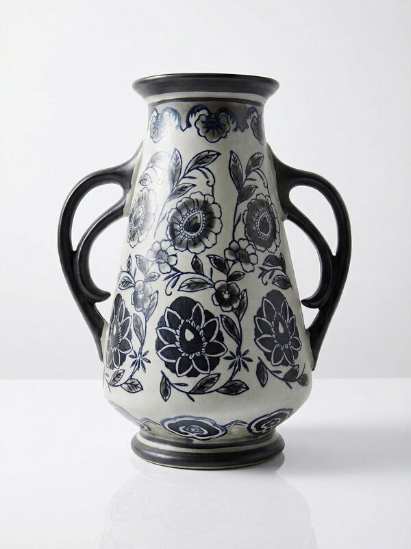 Vase Art déco en grès fin, style Art nouveau et chinoiserie, 1920-40