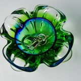 Sommerso green and blue pocket emptier by Flavio Poli for Seguso, Murano glass, Italy, 1970