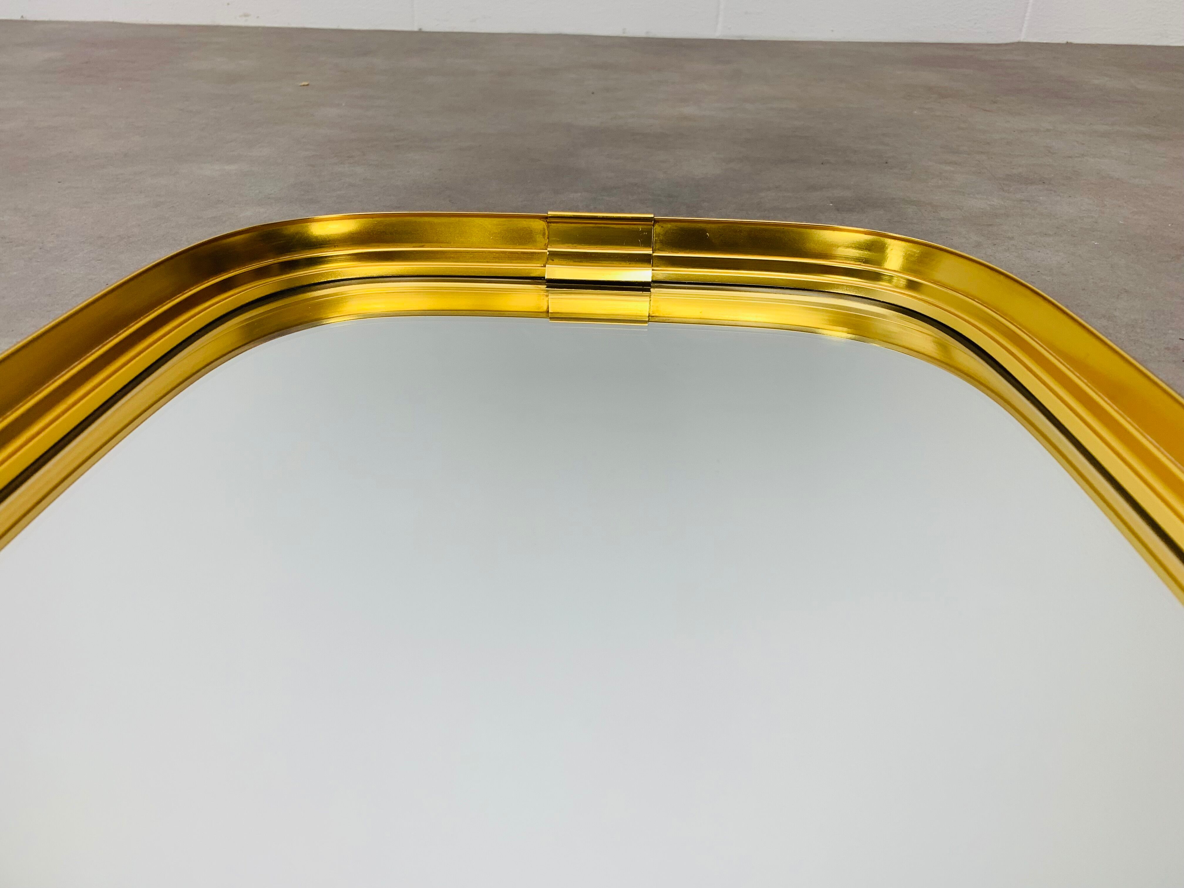 Mirror rearview mirror gold strapping Schönform 60s