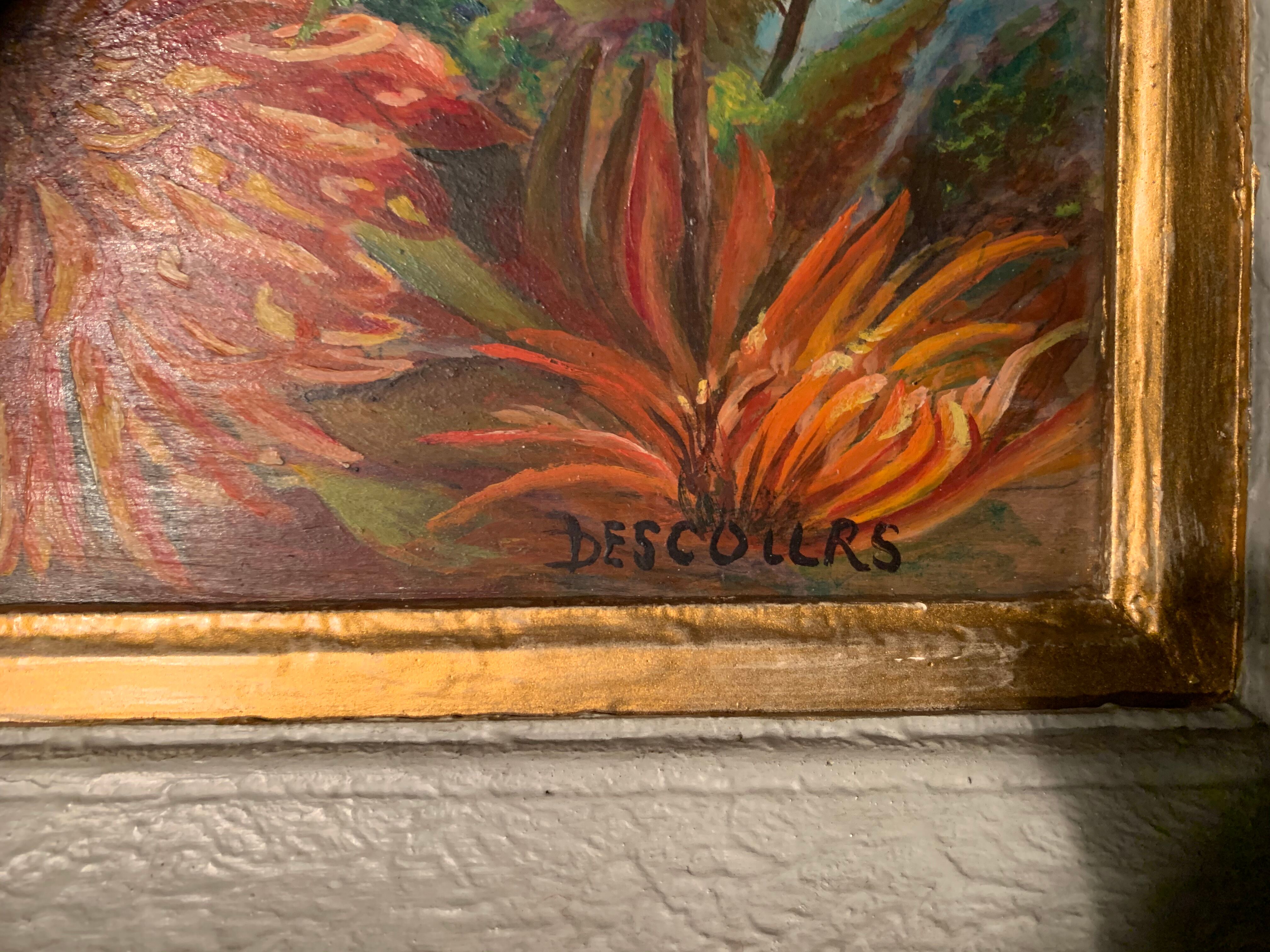 Vintage table , dahlia flowers 1950