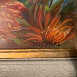 Vintage table , dahlia flowers 1950