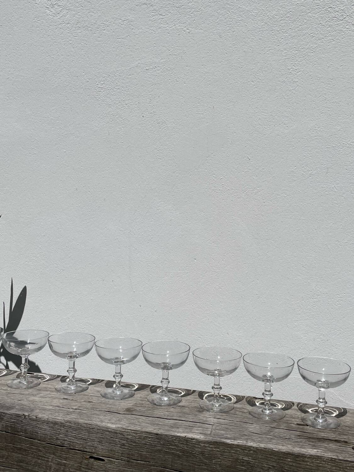 8 antique blown glass cocktail glasses