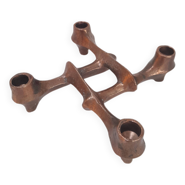 Brutalist bronze candlestick