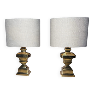 Pair of Italian brass table lamps from the 1950s.