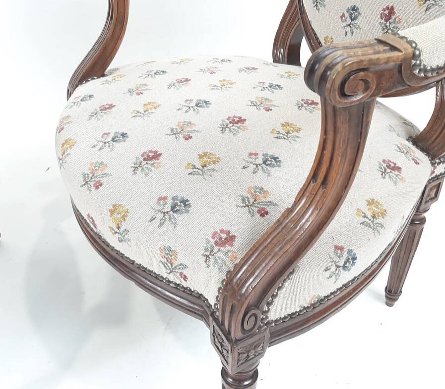 Pair of Louis XVI style armchairs