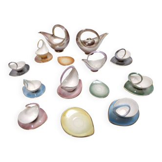 22-Piece Colorful Ceramic Breakfast Set by Italo Casini, Sesto Fiorentino