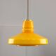 Mid-Century Italian Yellow Glass and Brass Pendant Lamp