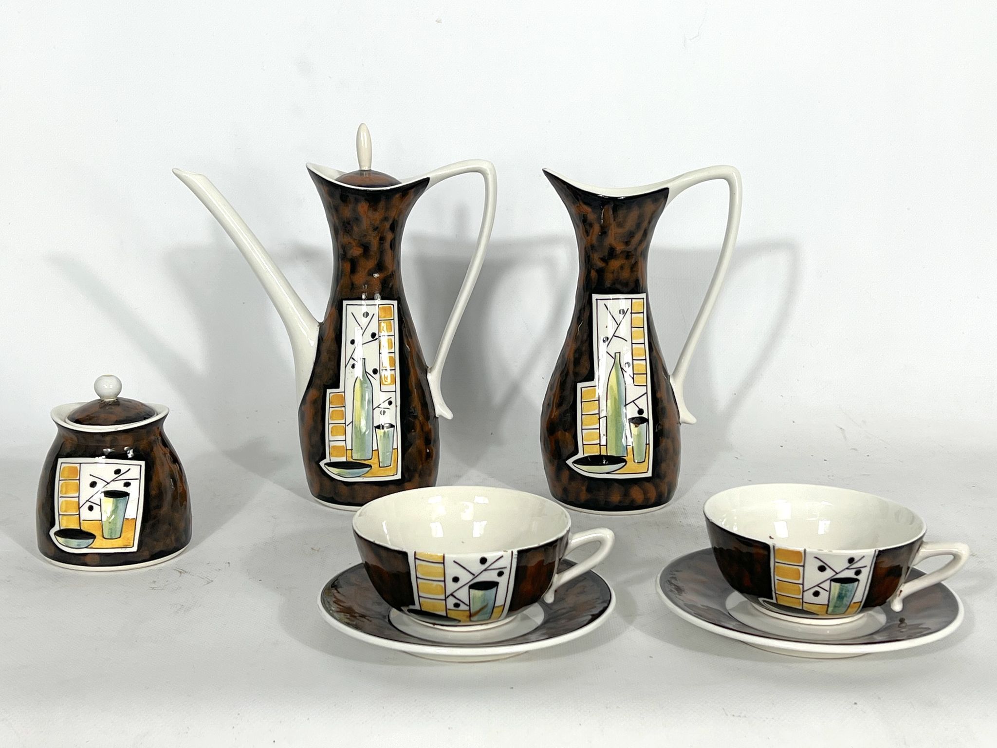 Mid-century ceramic teapot set by Alfa Ceramiche, Italy 1950s