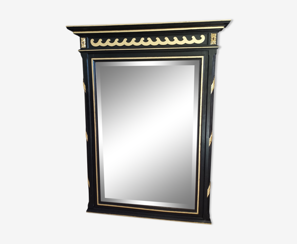 Miroir Napoléon III laqué noir et or 130 x 99cm