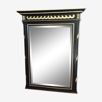 Napoleon III mirror lacquered black and gold 130 x 99