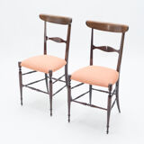 Rare pair of Campanino Chiavari walnut chairs by Fratelli Levaggi 1950
