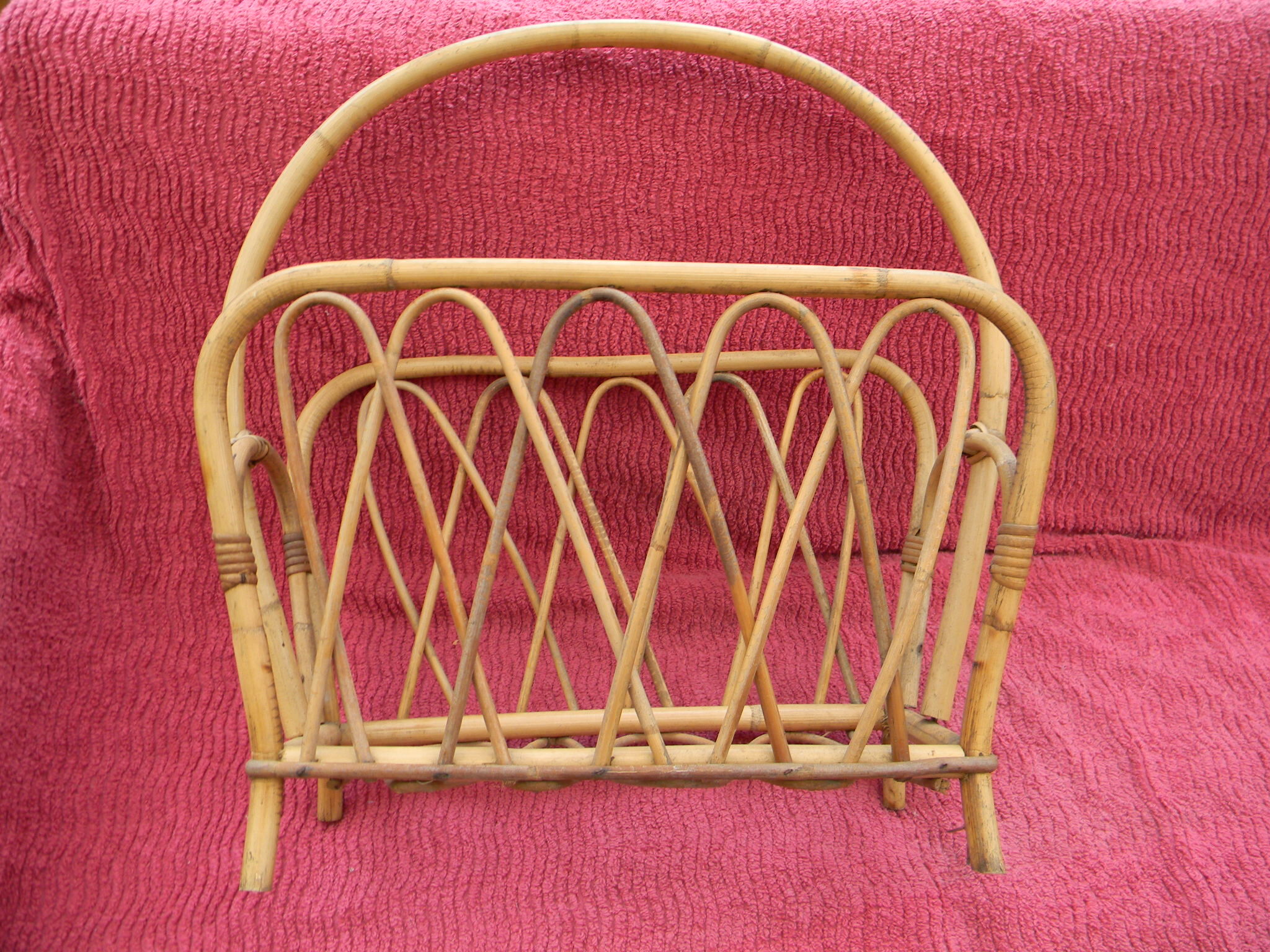 Vintage magazine door in rattan bamboo style