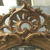 Oval mirror with wooden pediment and gilded stucco oval ice beveled Napoleon III - 80x120cm