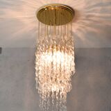 Murano glass and brass spiral chandelier, Italy, 1970s