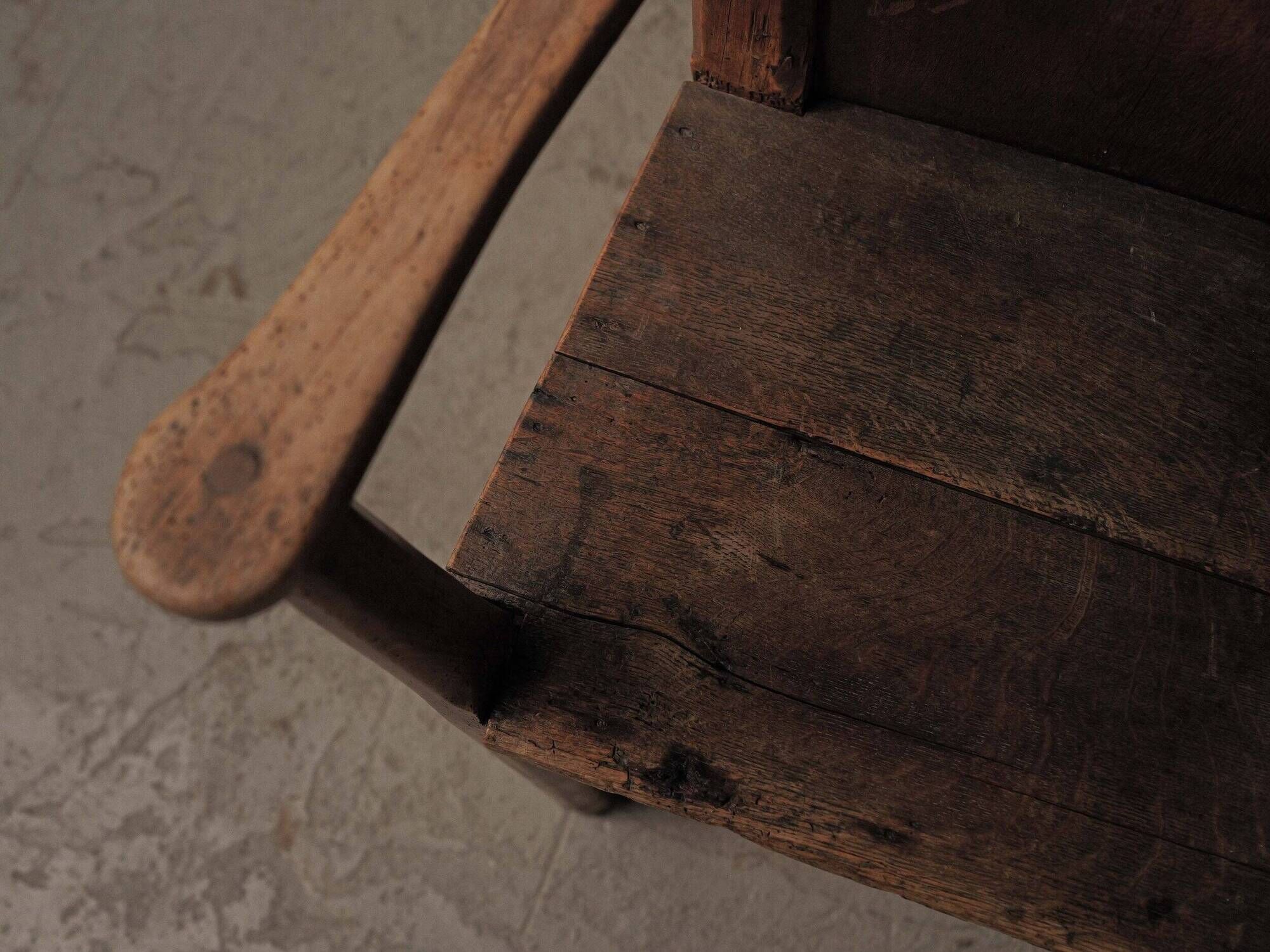 Peasant armchair in solid oak, France, 19th century