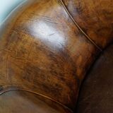 Vintage club armchair in leather color cognac Netherlands