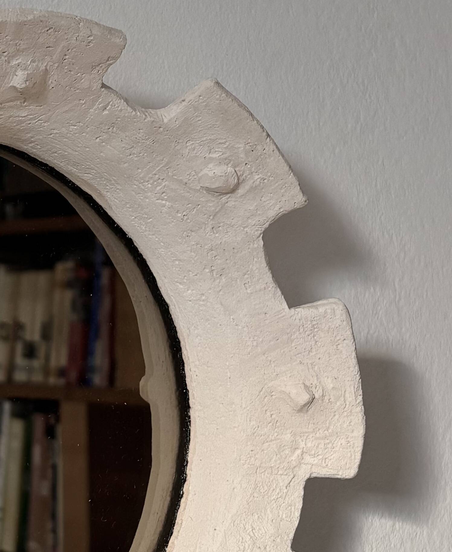 Contemporary French ceramic mirror, "Gioielli" by Renzo Maar.