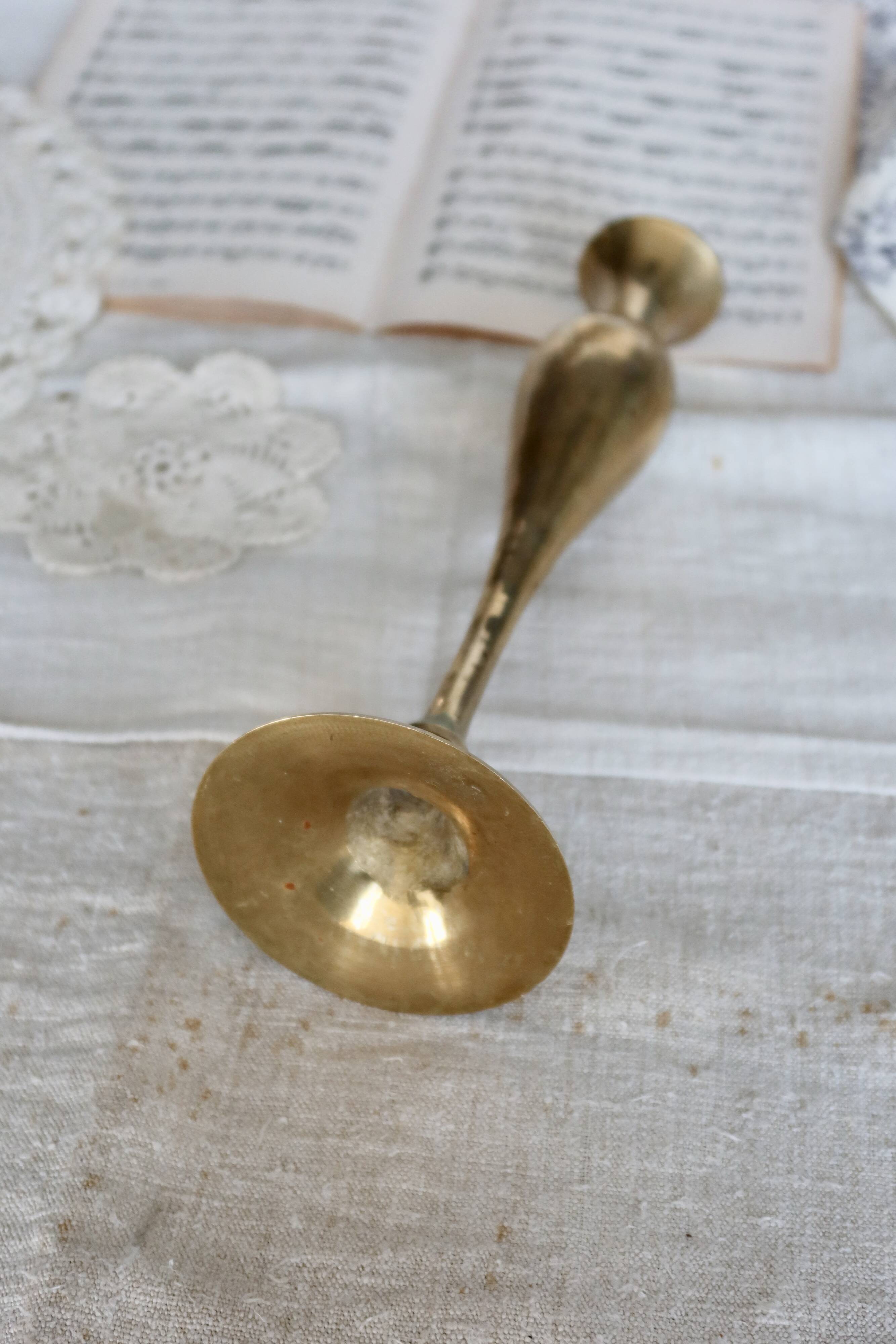Large antique brass candle holder in Art Deco style