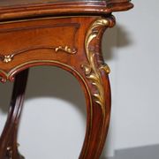 Pine desk with leather and gilding, late Victorian period around 1900.