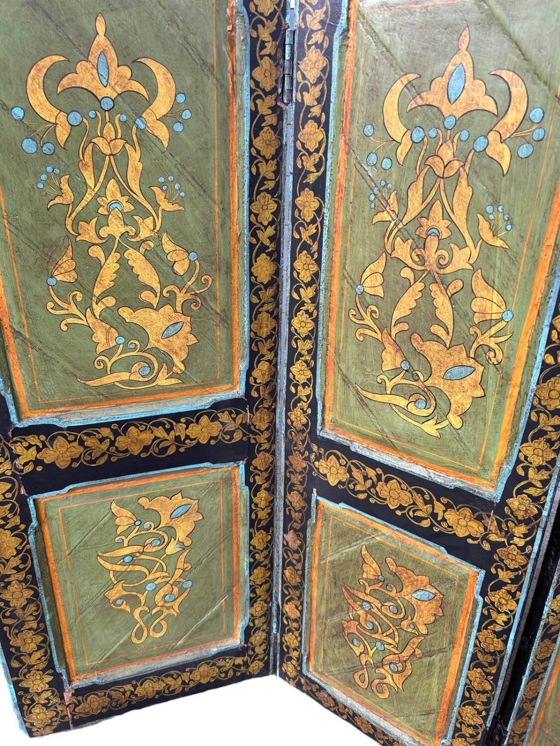 Painted Wooden Screen India 19th H 206 XL 171 Cm