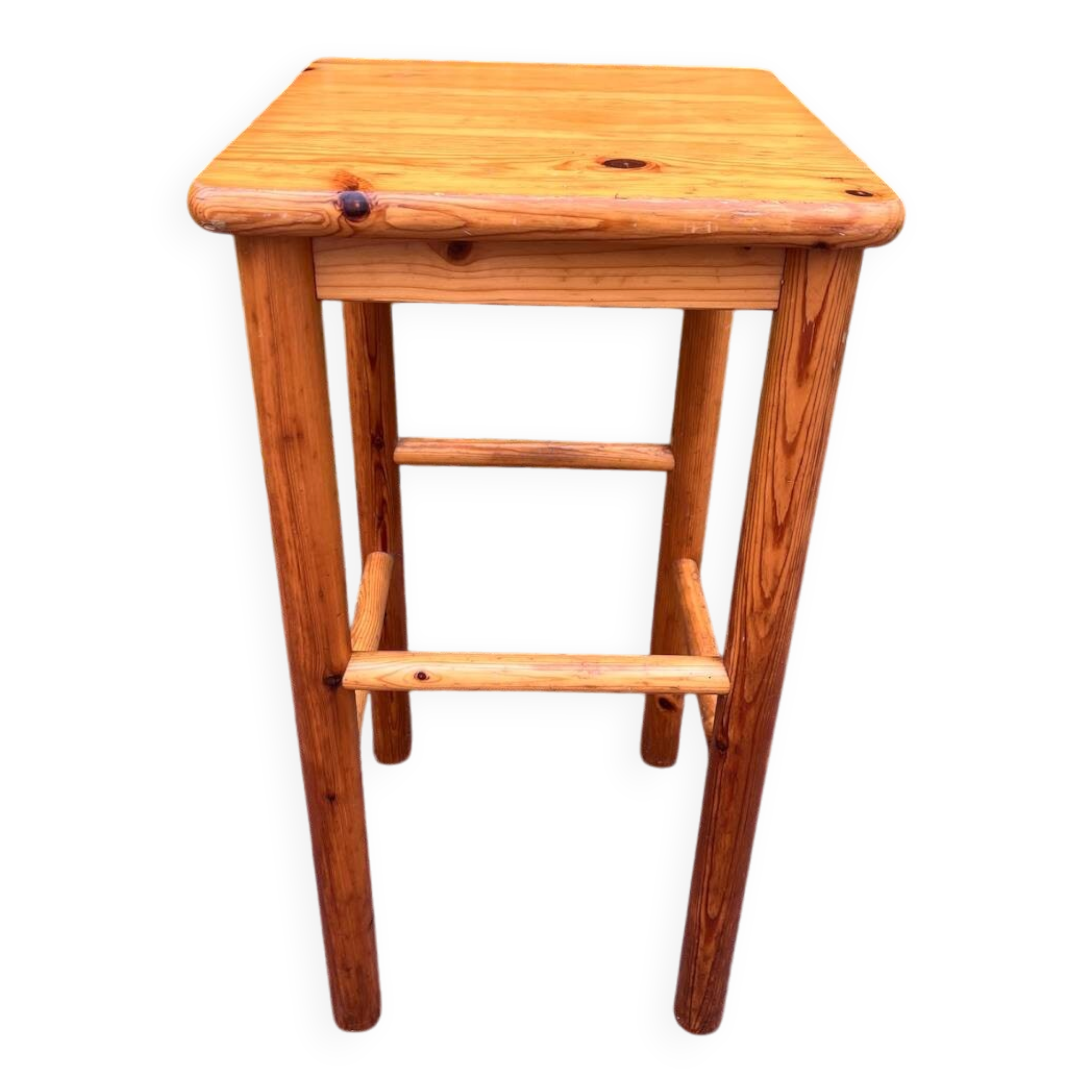 Square high stool in pine