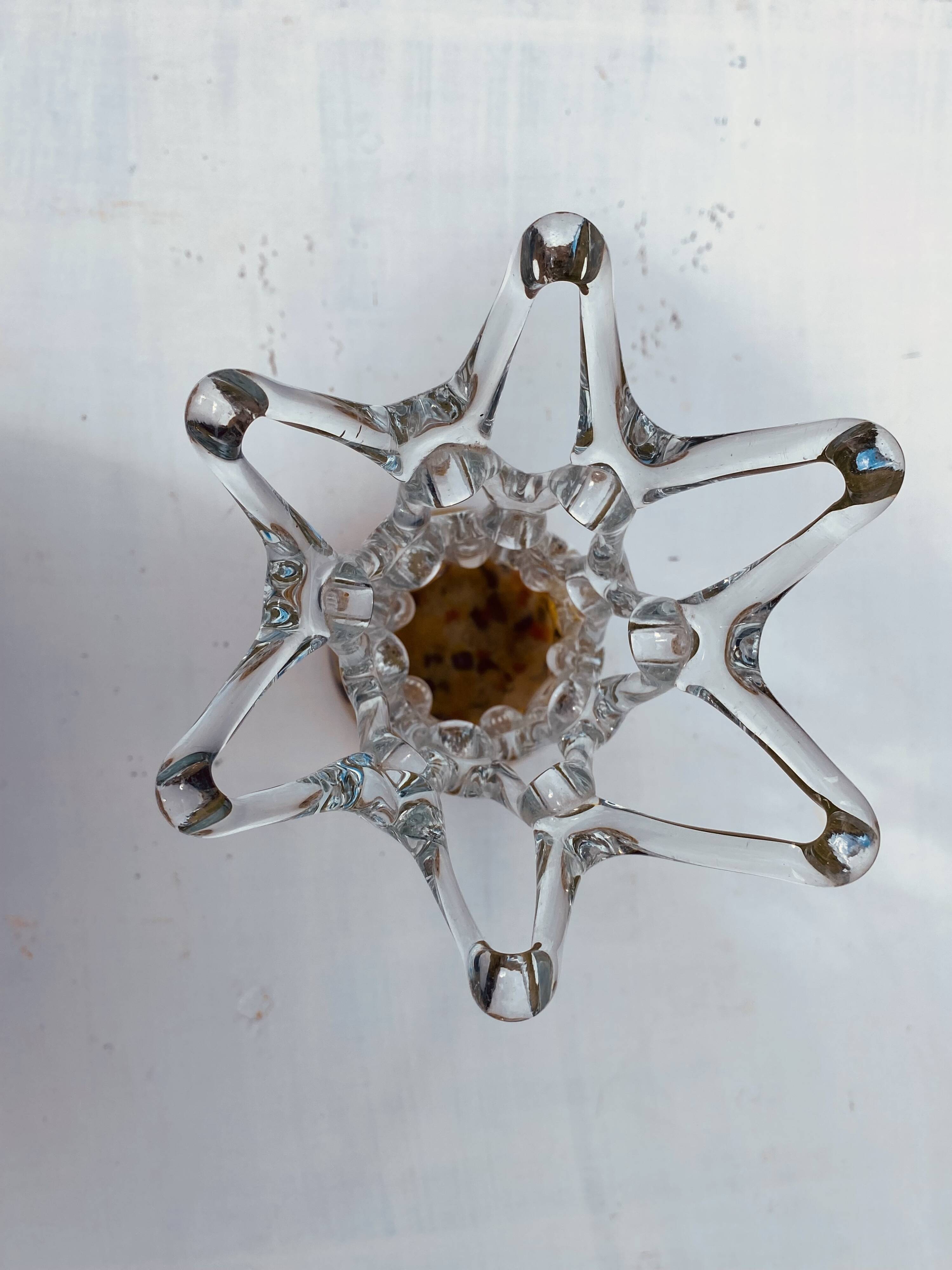 Plychrome openwork spun blown glass vase