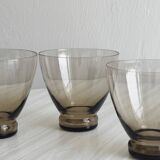 4 thin smoked glass water glasses