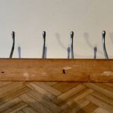 Vintage wooden wall coat rack - 4 hooks.