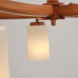 1960s ceiling light walnut opaline glass