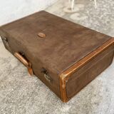 Vintage 1960s LANCEL canvas and leather suitcase
