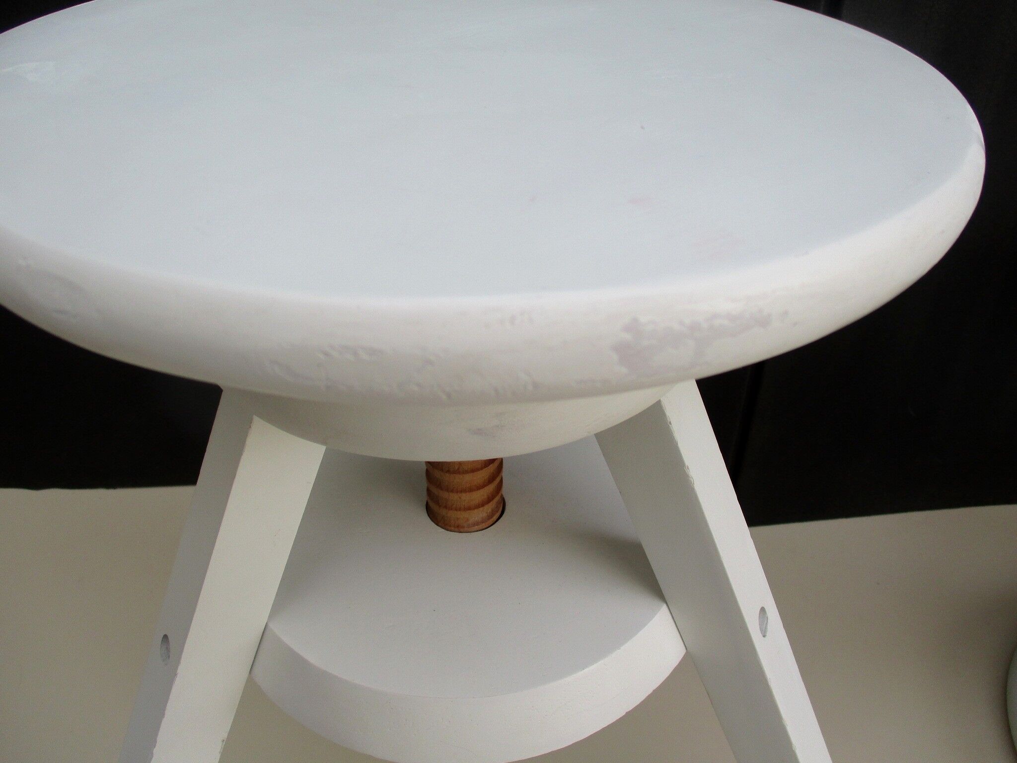 Two wooden screw stools for children