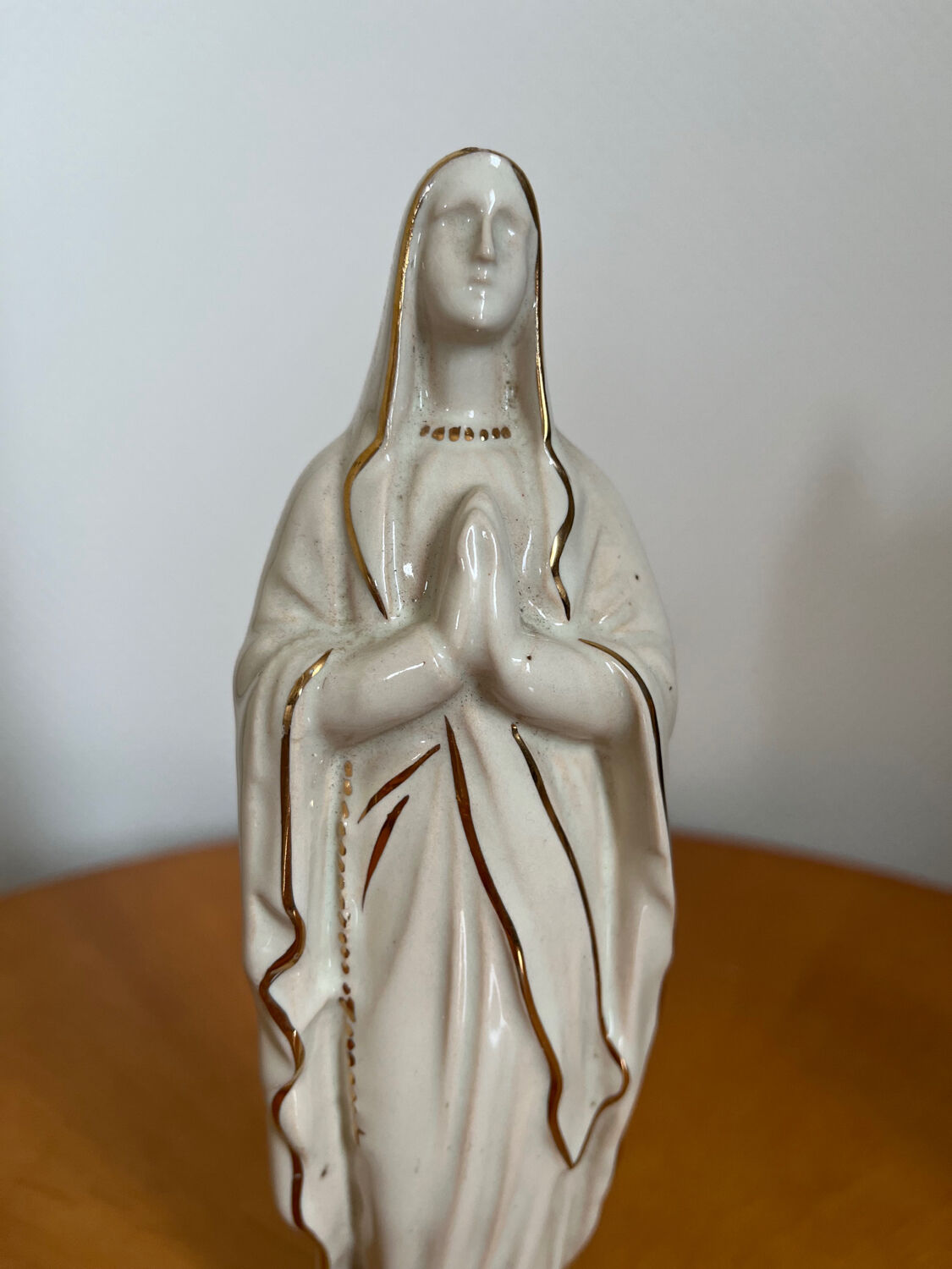 Ancient statuette Virgin Mary Our Lady of Lourdes