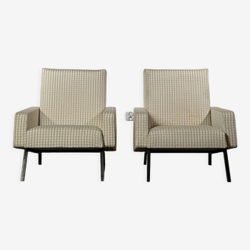 Pair of 1950s plaid armchairs
