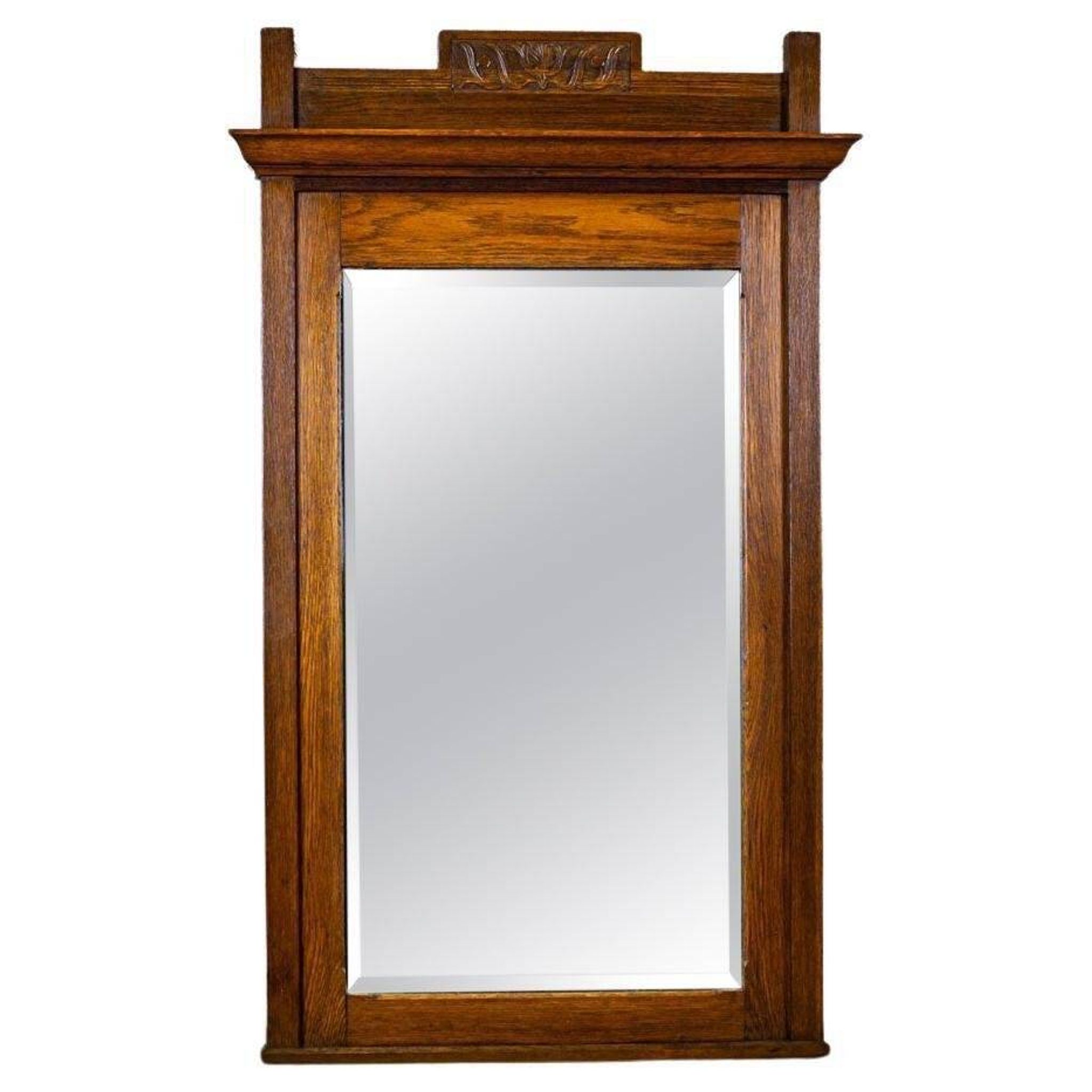 Vintage Floor Mirror in Light Brown Oak Frame, 1950s