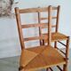 Paire de chaises en bois et paille