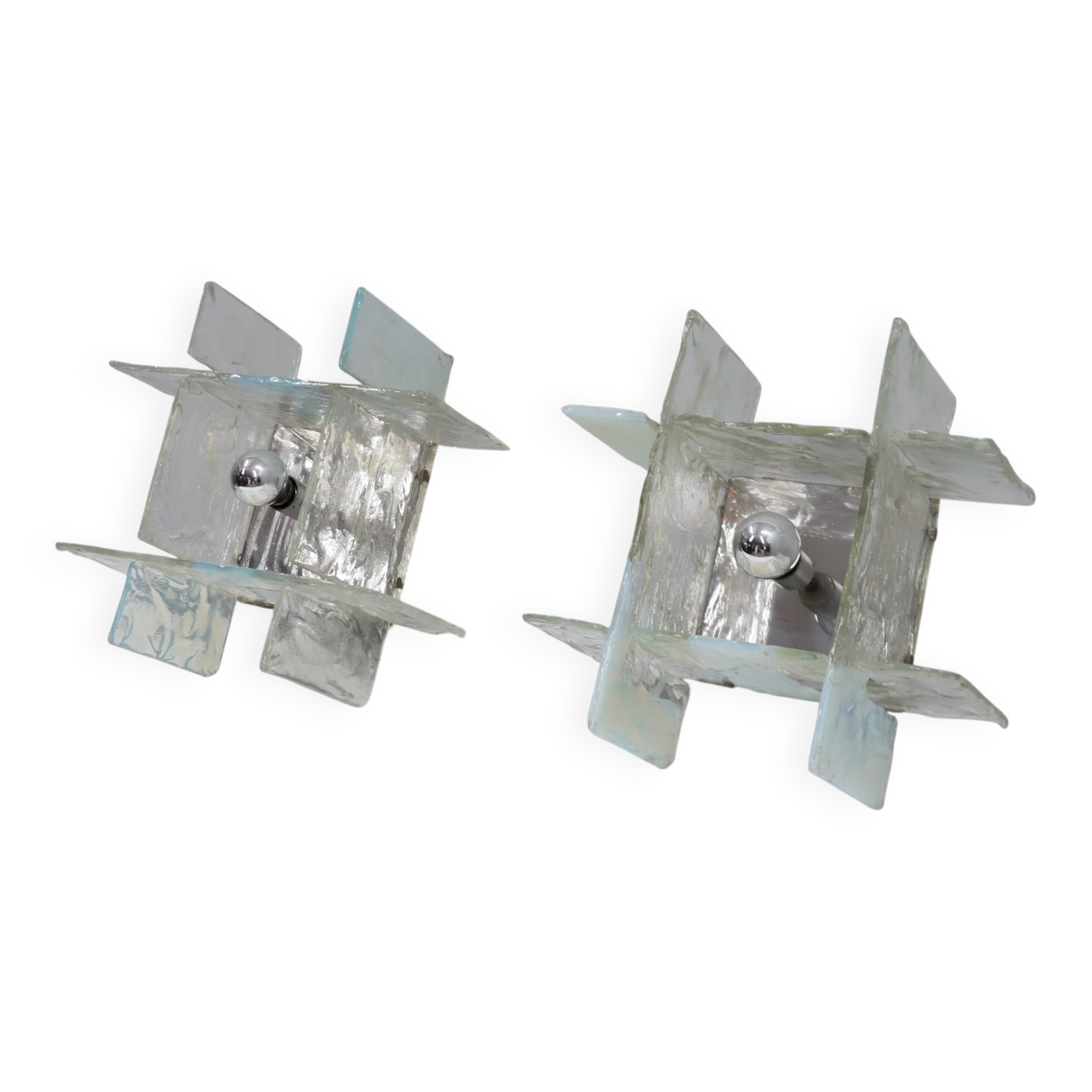 Murano glass sconces Carlo Nason for Mazzega 1960s Italy, set of 2
