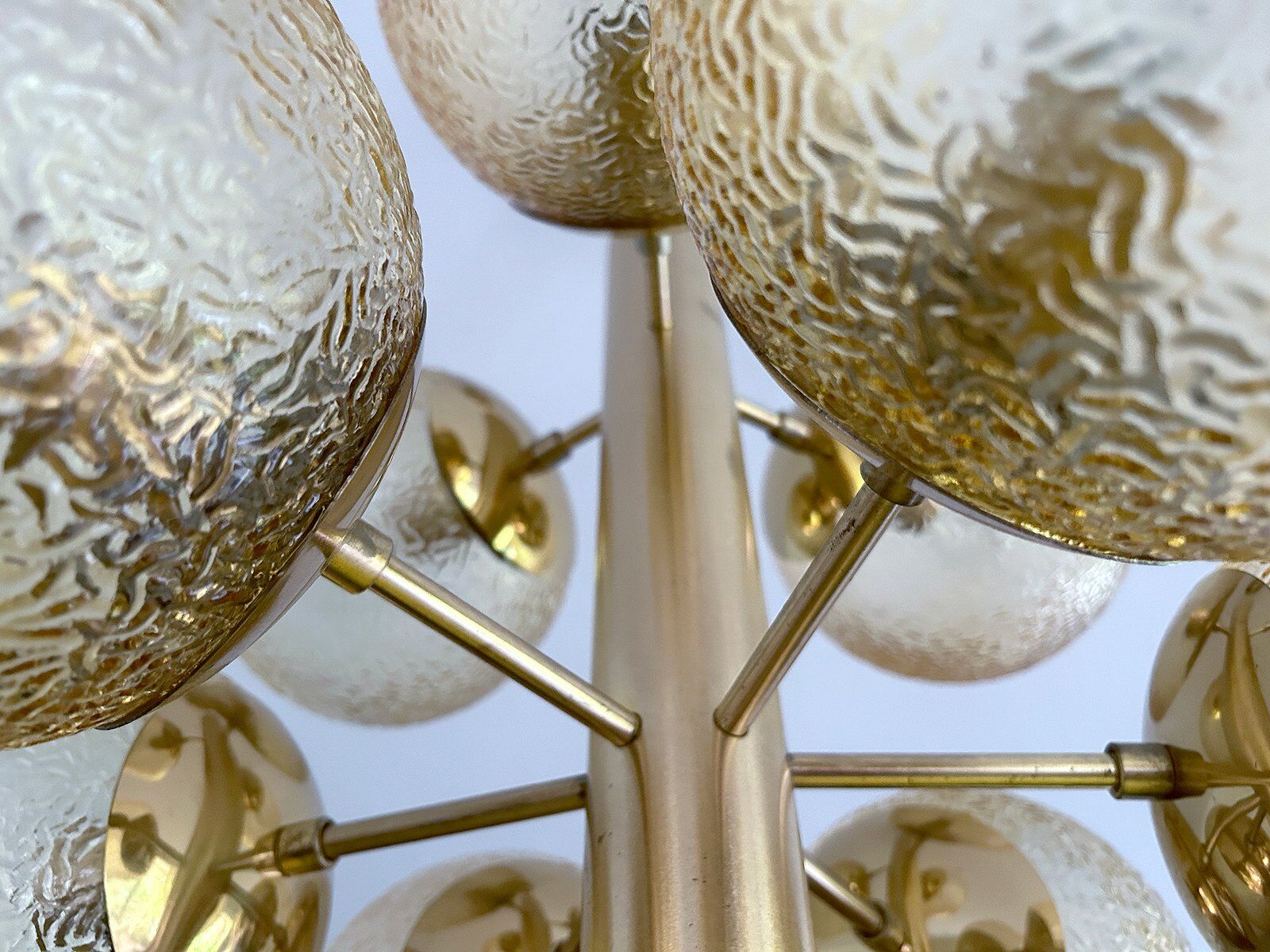 Grand lustre en verre de l'ère spatiale, années 1970