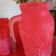 Cervé vintage red frosted glass orangeade set with fruit decoration