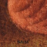Sami Briss, Le poisson sur les toits, oil on panel, signed