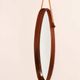 Mid-century Italian oval mirror in curved teak, rope and leather, 1960s