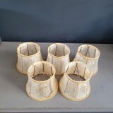 Set of 5 clip lampshades made from pig bladder.