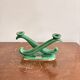 Antique Candle Holder Chandelier 2 Arms Saint Clément Glazed Green Ceramic