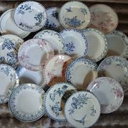 20 mismatched antique flat plates in ironstone