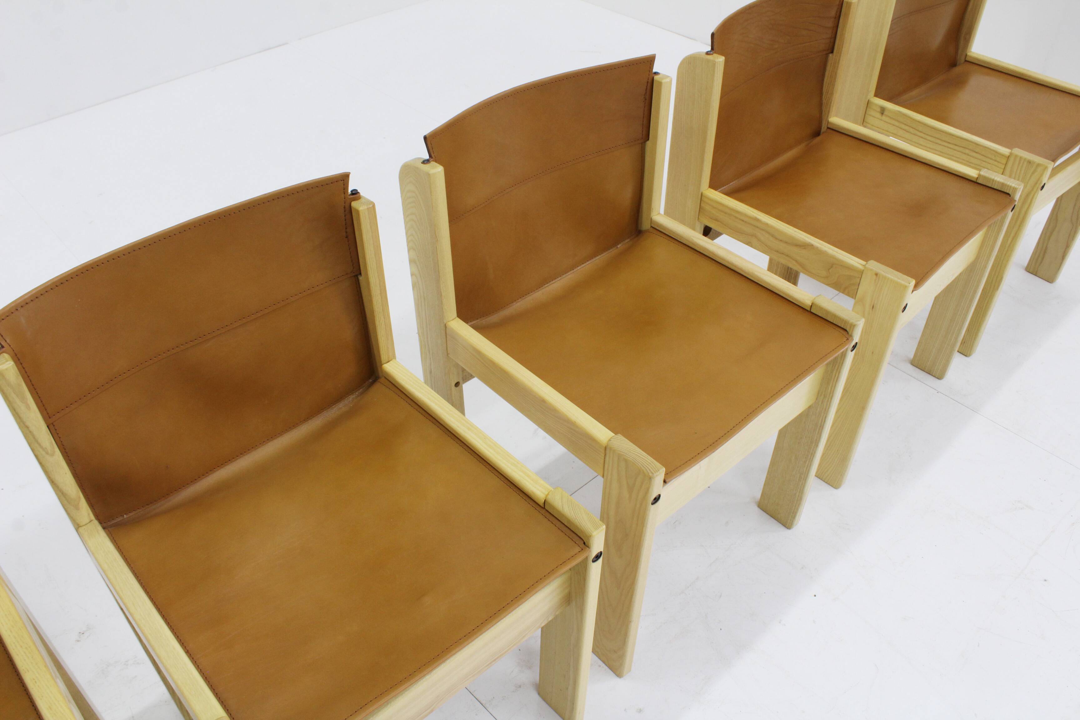 Ibisco cognac leather dining room chairs , set of 6
