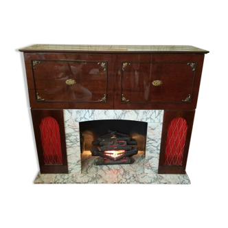 Fireplace bar cabinet turned radio discs