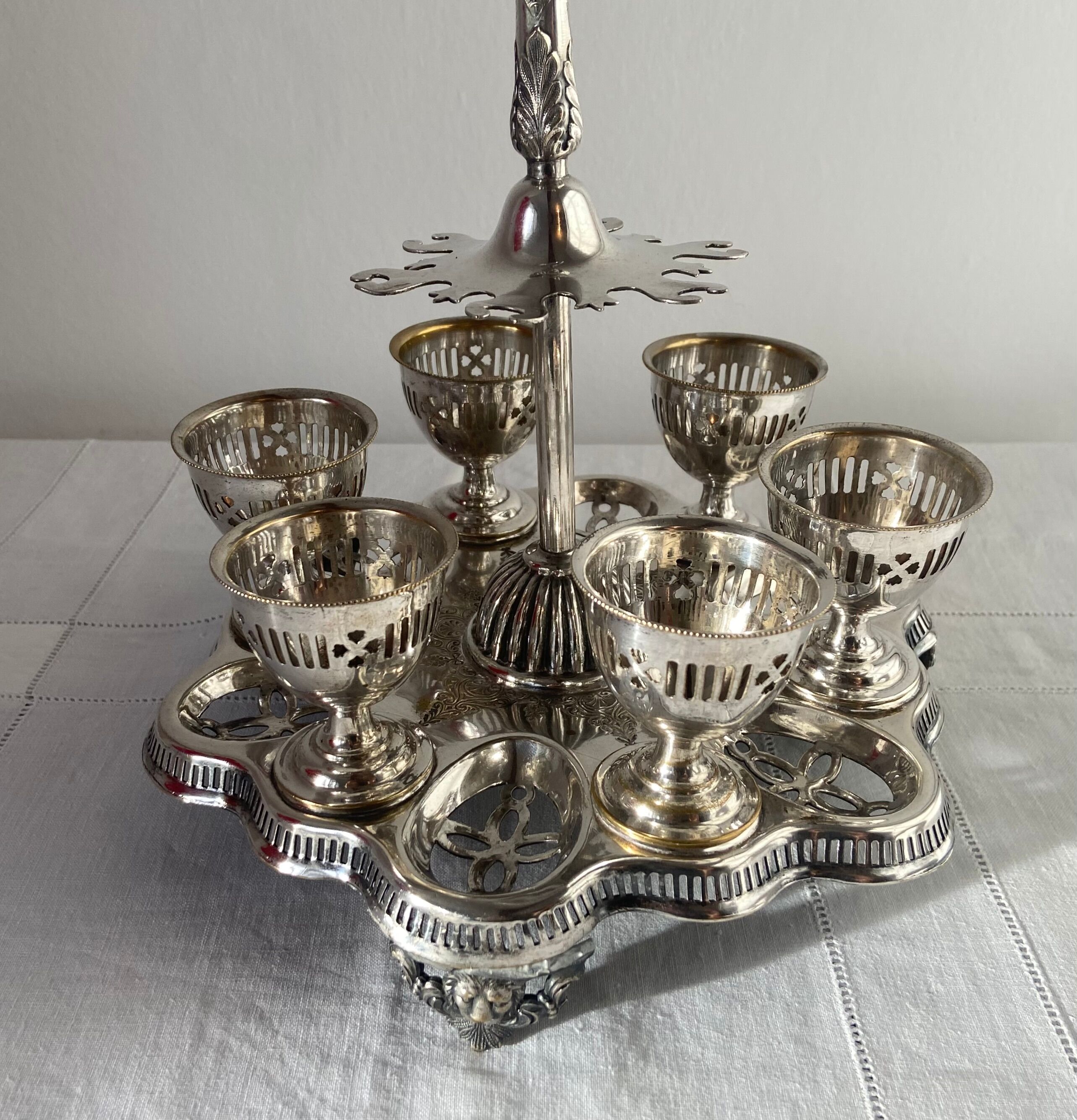 Old egg tree silver metal