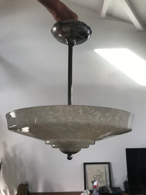 Clichy glass Art Deco Chandelier Speckled